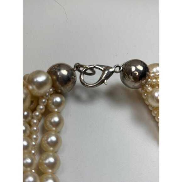 Multi-Strand Faux Pearl Necklace With Lobster Clasp - Picture 6 of 10